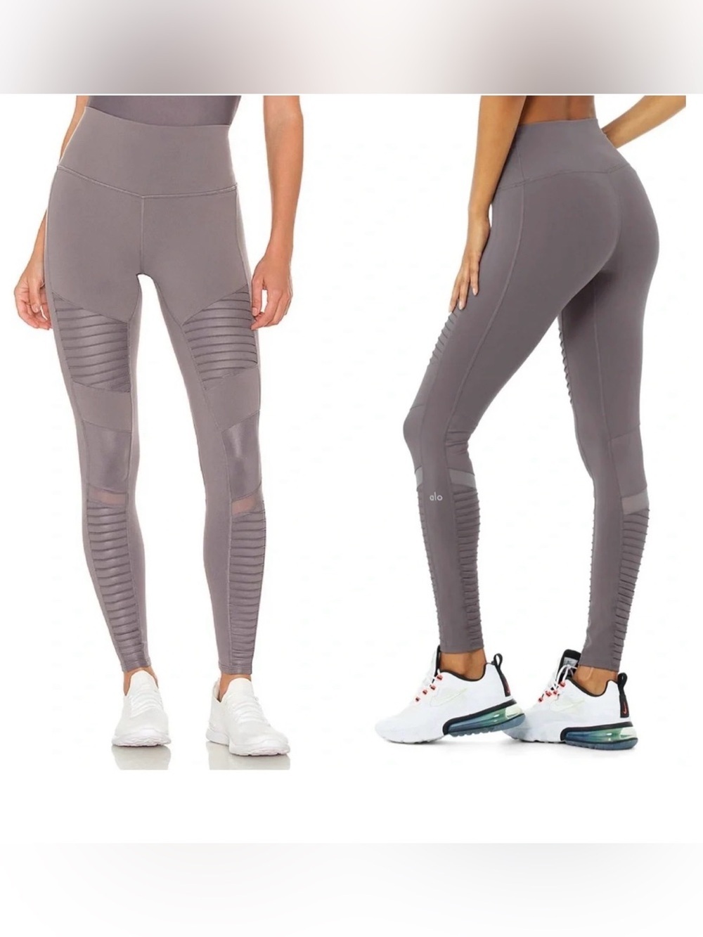 Alo Yoga High Rise Moto Leggings Purple Dusk Gray Alosoft XS Athletic Wear